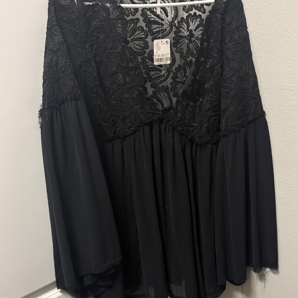 Free People Black Lace Top
